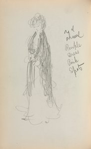 イタリアのスケッチブック：立っている女性とショール53、1898-1899年。 作： Maurice Brazil Prendergast