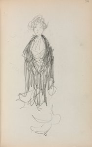 イタリアのスケッチブック：立っている女性とショール54ページ、1898〜1899年。 作： Maurice Brazil Prendergast