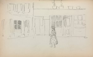 イタリアのスケッチブック：少女とストリートシーンのページ159、1898〜1899。 作： Maurice Brazil Prendergast