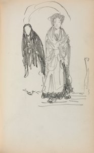 イタリアのスケッチブック：2人の立っている女性のページ123、1898〜1899。 作： Maurice Brazil Prendergast