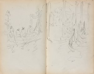 イタリアのスケッチブック：ベネチアンハーバービュー31＆32、1898-1899年。 作： Maurice Brazil Prendergast