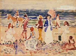 浜辺、1920-23年頃 作： Maurice Brazil Prendergast