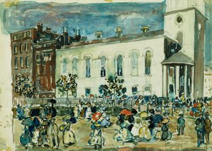 パークストリートチャーチ、ボストン、1905-1907年頃 作： Maurice Brazil Prendergast