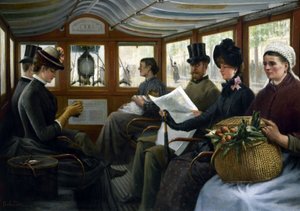 オムニバスの中 1885年頃（油彩・カンヴァス） 作： Maurice Delondre