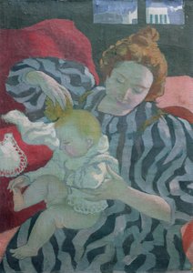 子供を洗う母親、1895年