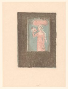 窓の前に花を持つ少女 作： Maurice Denis