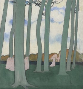 ケルデュエルの緑の木々またはブナの木のある風景、1893年。 作： Maurice Denis