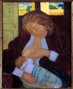 20世紀の若い女性の母乳育児