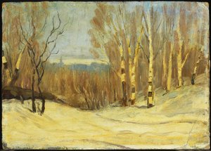モントリオール近郊の冬、1896年頃（ダンボールに油彩） 作： Maurice Galbraith Cullen