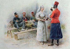 1915年の第一次世界大戦中にZouavesと兵士と一緒に好きな看護師 作： Maurice Henri Orange