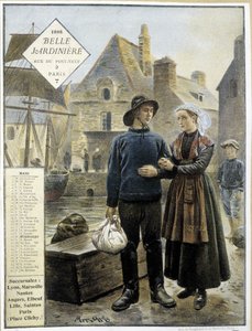 ブルトン人漁師のニューファンドランドへの出航 - 店舗カレンダー「La Belle Jardinière」" 作： Maurice Henri Orange