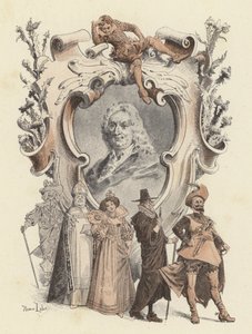 アラン＝ルネ・レサージュ、肖像（カラーリトグラフ 作： Maurice Leloir