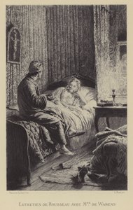 ルソーとワレンス夫人の会話（エングレーヴィング 作： Maurice Leloir