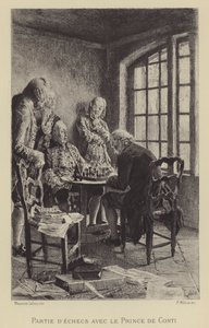 コンティの王子とのチェスの試合（グラビア 作： Maurice Leloir