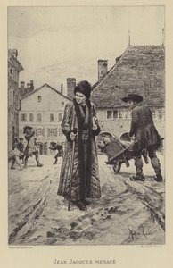 路上で脅されるジャン＝ジャック・ルソー（グラビア 作： Maurice Leloir