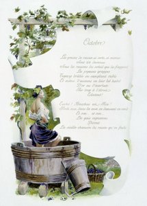 10月 "La Chanson du mois" Jérôme Doucet作、イラスト-Maurice Leloir編、1904年ランス。L.ミショー