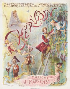 ジュール・マスネ作オペラ「ケルバン」の初演ポスター、1905年。 作： Maurice Leloir
