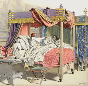 Cinq-Marsの陰謀の時に隣接したベッドのリシュリューとルイ13世 作： Maurice Leloir