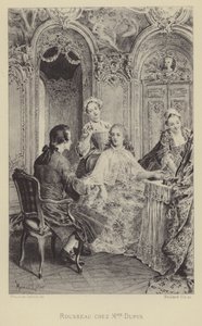 デュパン夫人を訪ねるルソー（エングレービング 作： Maurice Leloir