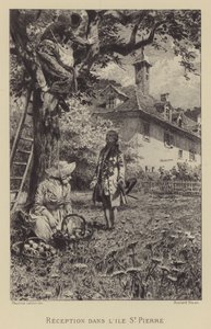 サンピエール島でのルソーのレセプション（彫刻 作： Maurice Leloir