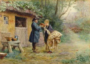 The Drink of Milk」（1882年）。 作： Maurice Leloir