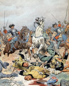 スペイン継承戦争：9月11日、Malplaquet（ベルギー）の戦いでのフランス騎兵隊の最後の突撃