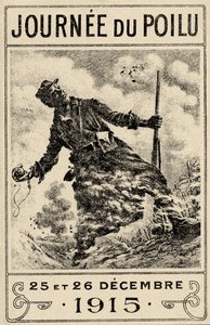 第一次世界大戦のフランスのプロパガンダポスター「Journée du Poilu」。1915年12月25日、26日", pub.1915年（カラーリトグラフ