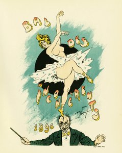 一貫性のないボールのポスター、1882年にジュール・レヴィが立ち上げた芸術運動の一環として、1885年から1896年の間にパリで開催されたボール、一貫性のない芸術、モーリス・ノイモントによるイラスト・アン・リトグラフィー(1868-1930)、tに裸のダンサーを示す 作： Maurice Louis Henri Neumont