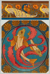 孔雀とケシのボーダー、パブのデザイン。 1897年。 作： Maurice Pillard Verneuil