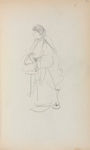 イタリアのスケッチブックサッチェルを持つ立ち姿の女性（56ページ） 作： Maurice Prendergast