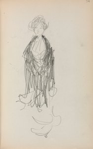 イタリアのスケッチブックショールを羽織った立ち姿の女性 (54 ページ) 作： Maurice Prendergast