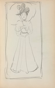イタリアのスケッチブック：日傘をさした立ち姿の女性 (233 ページ) 作： Maurice Prendergast