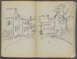 スケッチブック：ロックポート、グラニット・ショア・ホテル 004  5ページ：街並み 作： Maurice Prendergast