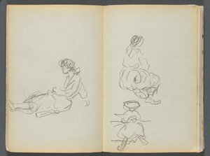 スケッチブック：ロックポート、グラニット・ショア・ホテル 048、49ページ：座る女性像 作： Maurice Prendergast