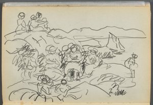 スケッチブック-グラニット・ショア・ホテル、ロックポート、096ページ：ピクニックナーズ 作： Maurice Prendergast