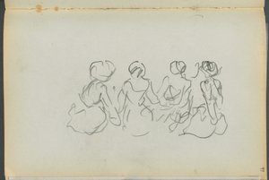 スケッチブック-グラニット・ショア・ホテル、ロックポート、099ページ：座る女性像 作： Maurice Prendergast