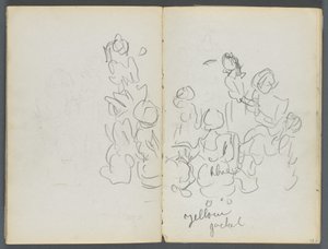 スケッチブック『ザ・デルズ』127号、074ページと75ページ：図とカラー表記 作： Maurice Prendergast