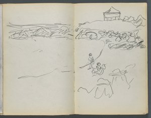 スケッチブック『ザ・デルズ』127号、130  131ページ：海岸の眺め 作： Maurice Prendergast
