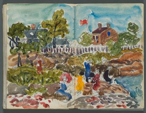 Skizzenbuch, The Dells, Nr. 127, Seite 156 & 157: Küstenlandschaft mit Figuren 作： モーリス・プレンダーガスト