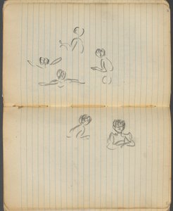 スケッチブック 094ページと95ページ：水泳フィギュア 作： Maurice Prendergast
