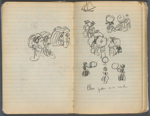 スケッチブック、110  111ページ：海辺の人物の習作 作： Maurice Prendergast