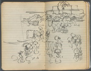 スケッチブック112＆113ページ：ビーチの眺め 作： Maurice Prendergast