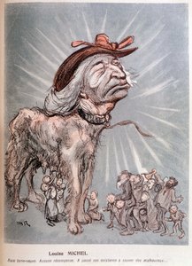 犬としてのルイーズ・ミシェルの漫画 "ニューファンドランド種（Newfoundland）、報酬なし、不幸な人を救うためにその存在を費やした。" 作： Maurice Radiguet