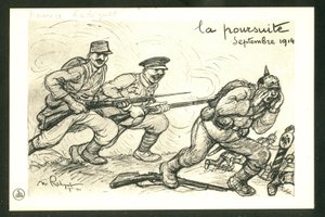 ポストカード、モノクロの風刺的なもの 作： Maurice Radiguet