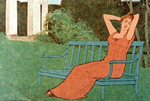 庭の女性 作： Maurice Realier Dumas