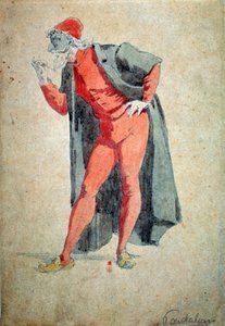 衣装と劇場のキャラクターパンタロン（パンツ、医者） イタリア喜劇「仮面と道化師」より モーリス・サンド文・画