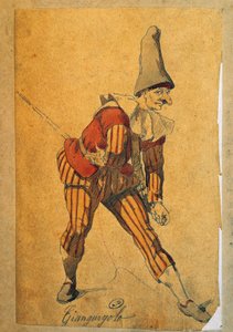 モーリス・サンド（1823-1889）によるコメディア・デラルテのキャラクター、ジャングルゴロの絵 作： Maurice Sand
