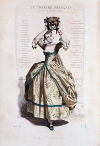 コメディア・デル・アルテの擬人化。- Masques et bouffons」（イタリアの喜劇）の正面図、モーリス・サンド（＝モーリス・デュドヴァン）による文と絵、A・マンソーによる彫刻、ジョルジュ・サンドによる序文、パリ、ミシェル・レヴィ・フレール社 作： Maurice Sand