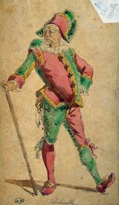 プルチネルラ（コメディア・デラルテのキャラクター） モーリス・サンド（1823-1889）の絵 作： Maurice Sand