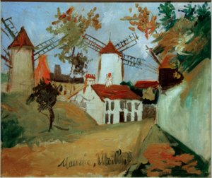 モンマルトルの三つの風車 作： Maurice Utrillo